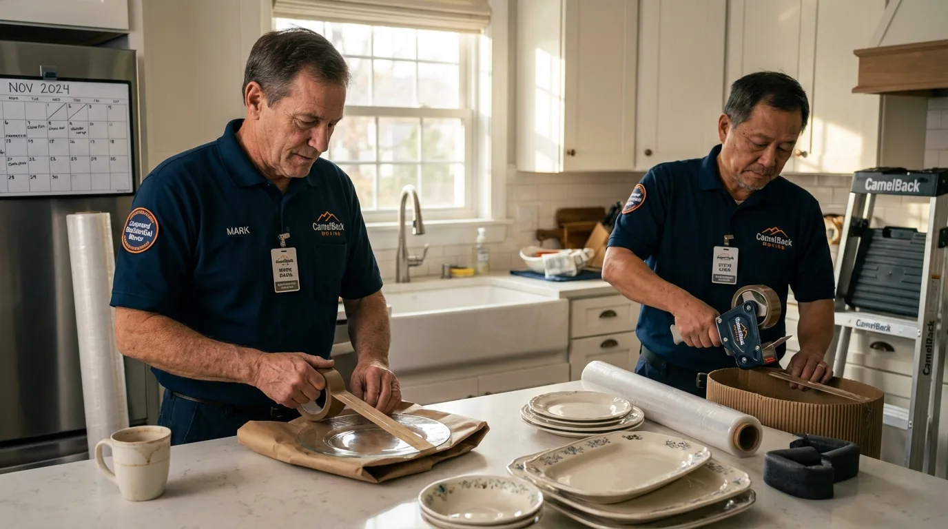 Professional crew packing kitchen dishware in Coudersport, PA
